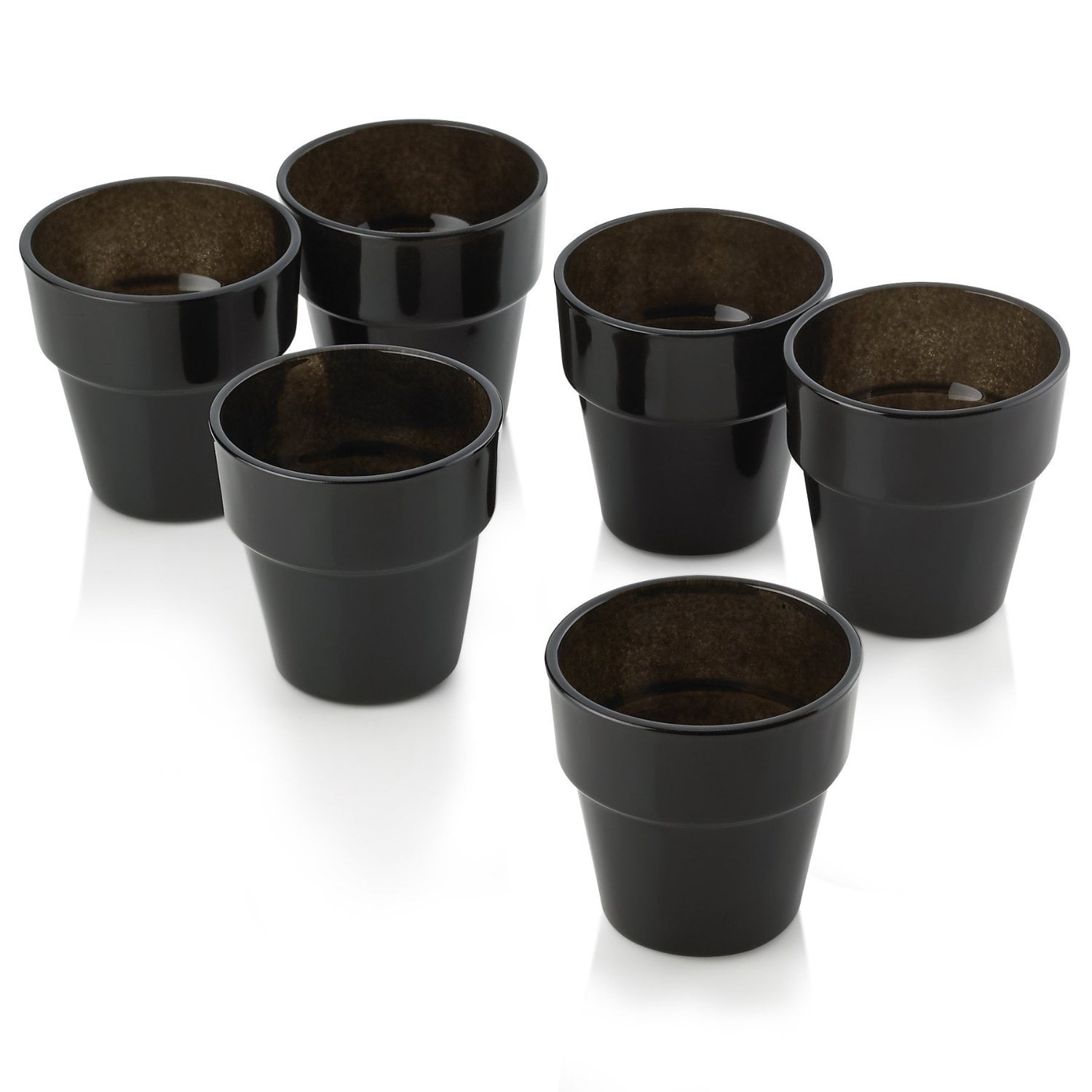 Black Glass Flower Pot Votive Candle Holders Set of 72