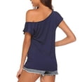 thumbnail image 6 of Outfmvch T Shirts for Women Casual Off Shoulder Short Sleeve T Shirts Loose Summer Shirt Womens Tops Navy, 6 of 9