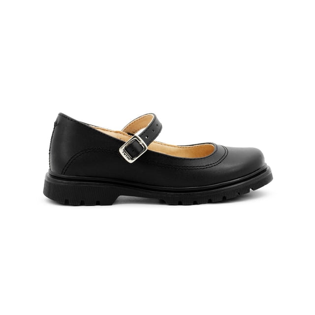 Zapato Escolar de Piel Yuyin para niña Hebilla Ajustable negro 18