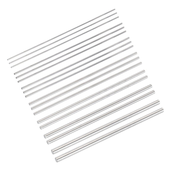 Uxcell 18 Pcs 304 Stainless Steel Round Rods 2/2.5/3/4/5/6/8mm Dia 200mm Length Solid Shaft Rods for DIY Model Car