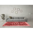 thumbnail image 3 of Ahgly Company Machine Washable Indoor Square Abstract Red Modern Area Rugs, 6' Square, 3 of 4