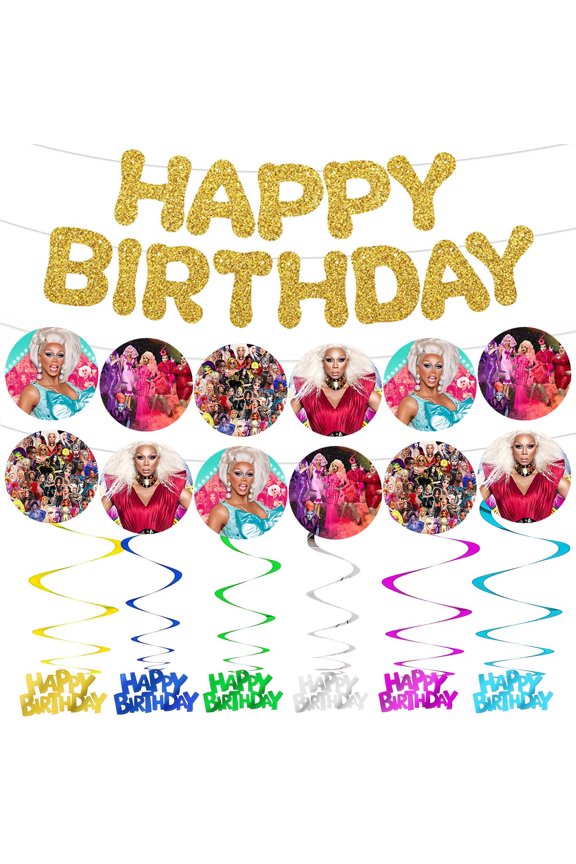 Banner Rupaul Party Decorations Decor Supplies Garland Hanging Swirl Sign Whirls Birthday