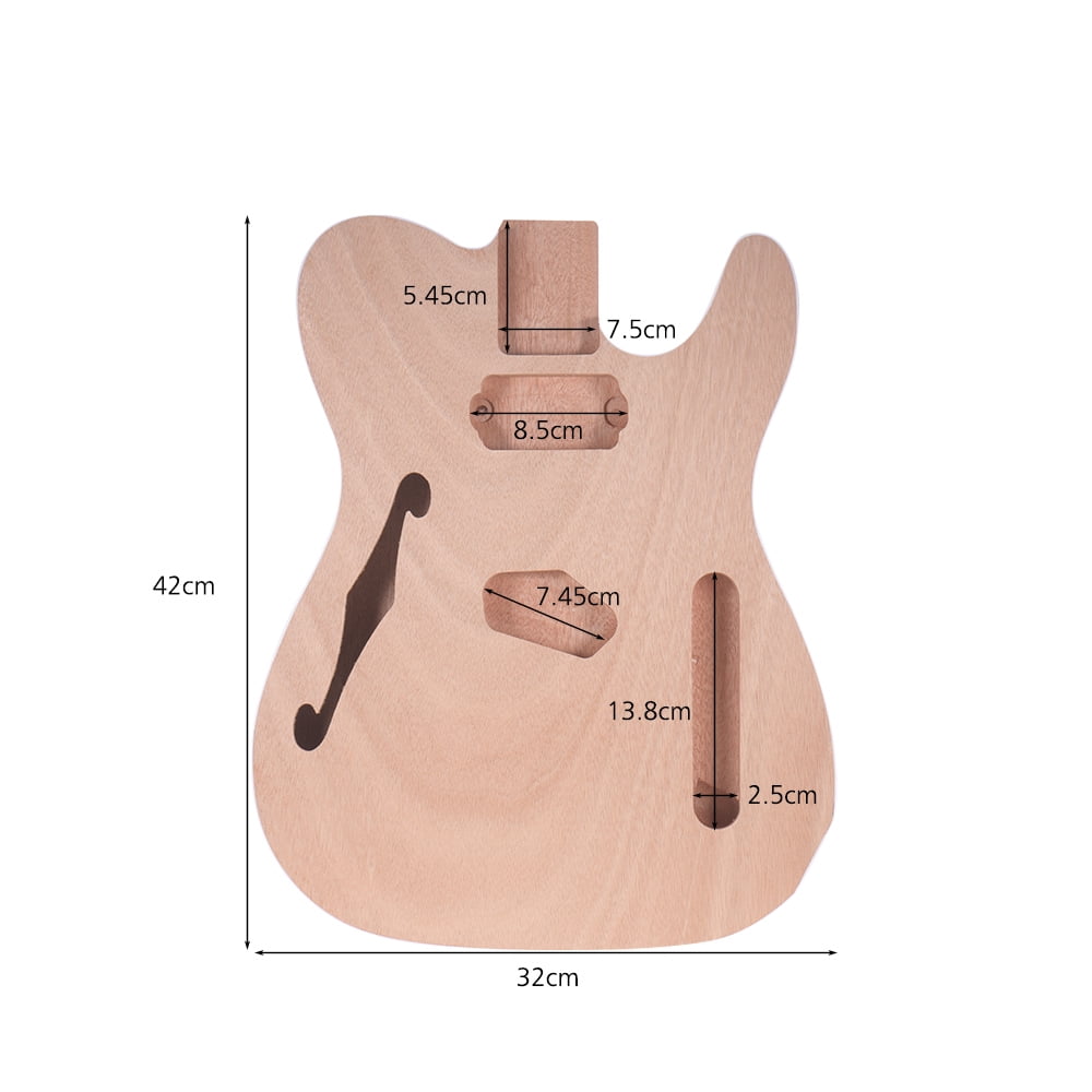 ammoon TL-F Unfinished Electric Guitar Body Blank Guitar Body Barrel DIY Mahogany and Composite Wooden Body Guitar Parts Accessories