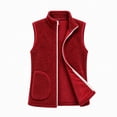 thumbnail image 6 of Womens Vest Jacket Full Zip Solid Color Sleeveless Jacket Fall Winter Casual Regular Length Outerwear with Pockets, 6 of 8