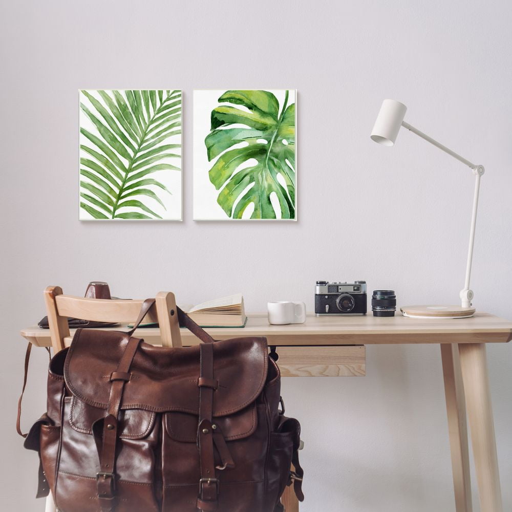 Stupell Industries Tropical Green Palms Minimal White Background Designed by Carson Lyons