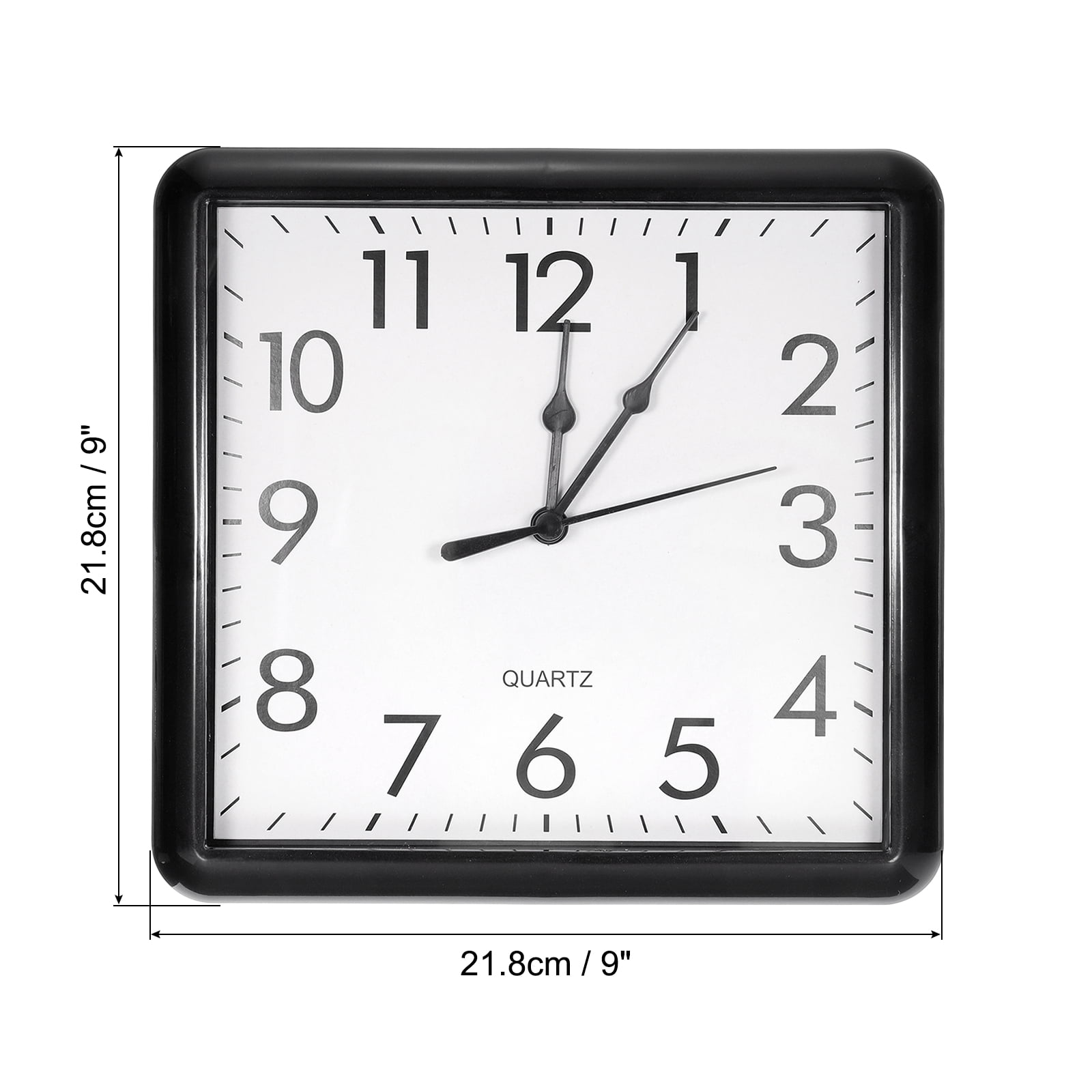Uxcell 9x9 inch Wall Clock Quartz Battery Operated Silent Non-Ticking Square Wall Clocks Black