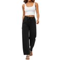 thumbnail image 5 of Bosfbaoi Jeans for Women Drawstring Elastic Waist Wide Leg Womens Jeans Casual Loose Fit Denim Pants with Pockets, 5 of 9