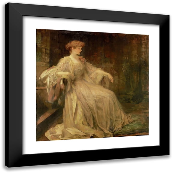 James Jebusa Shannon 12x12 Black Modern Framed Museum Art Print Titled - Portrait of Violet, Marchioness of Granby (1895)