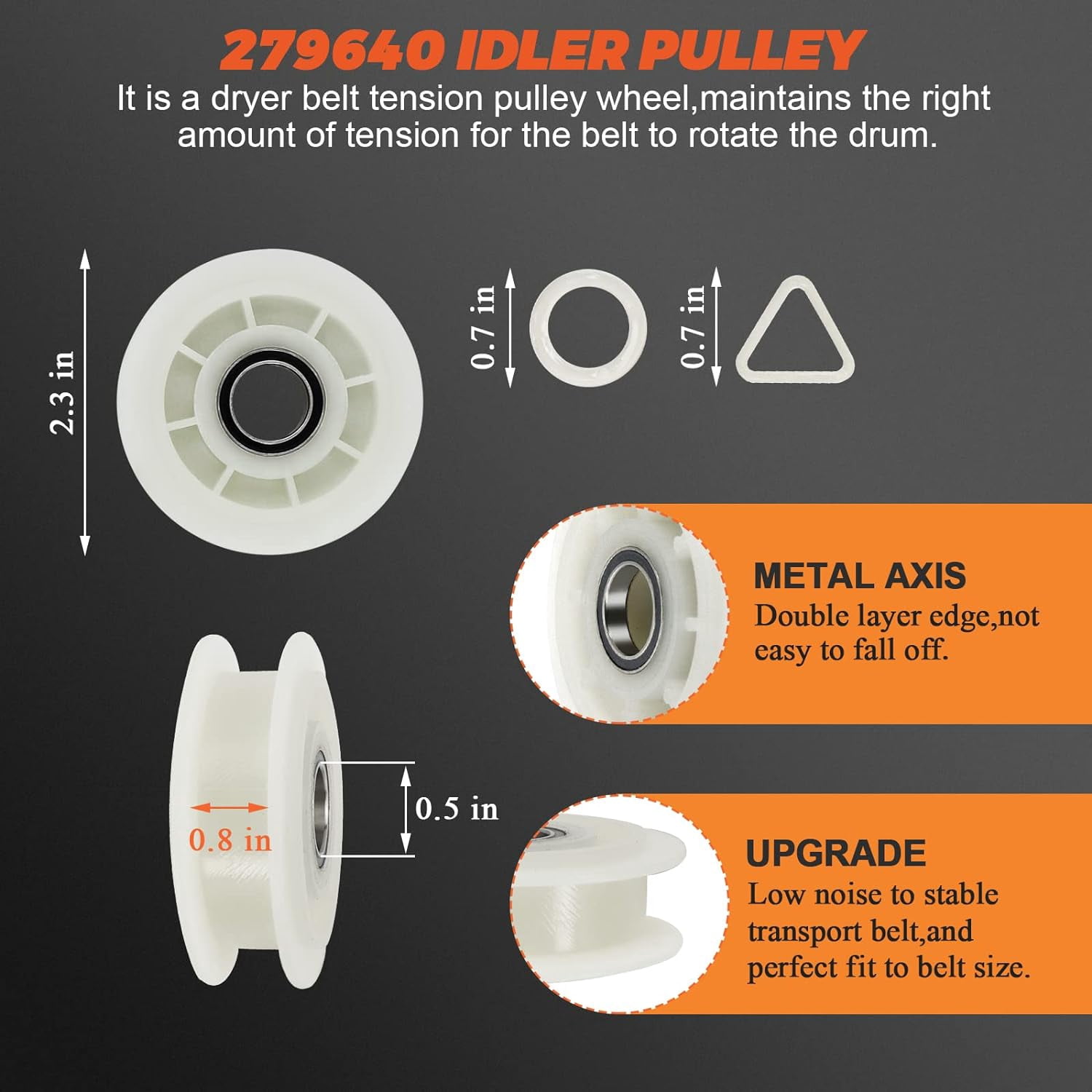 4392067 Dryer Repair Kit & W10837240 Dryer Idler Pulley - Replacement for Maytag Bravos Whirlpool Duet Kenmore Admiral Elite Dryers - Replaces 4392067VP AP3109602 587637 80047