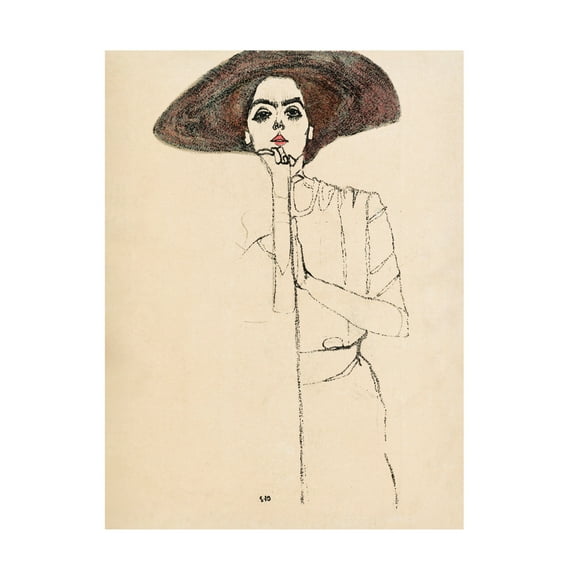 Canvas Wall Art - Pictufy  'Portrait Of A Woman 1910' Wall Art for Living Room, Bedroom, or Office Décor by Trademark Fine Art - 14 x 19 Inches