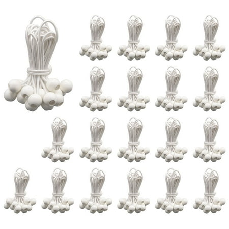(500 Pcs) 11 White Ball Bungee Cords for Tarp Tie Down - Heavy Duty Canopy Bungee Loop Cords w/Balls for Camping Shelter Cargo Tent Poles (5 MM Thick)