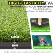 5x4FT Golf Hitting Mat, Dual Turf 35mm Rough & 16mm Fairway, 10 Balls 9 Tees, Indoor Outdoor Golf Practice Mat