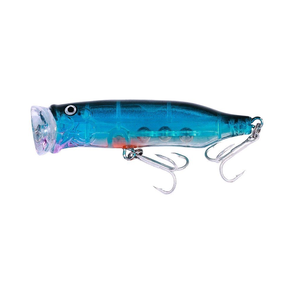 1pc 7cm 10g Topwater Fishing Lures Wobblers Hard Bait Artificial Popper for Freshwater Saltwater Fishermen ABS Stainless Steel 3D Eyes Glow Body 5 Colors