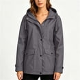thumbnail image 4 of Lmueinov 2026 Women's Hooded Snap Zip Windbreaker Jacket, Multi-Pocket Water Resistant Mid-Length Outdoor Hiking Casual Coat S-XXL, 4 of 7
