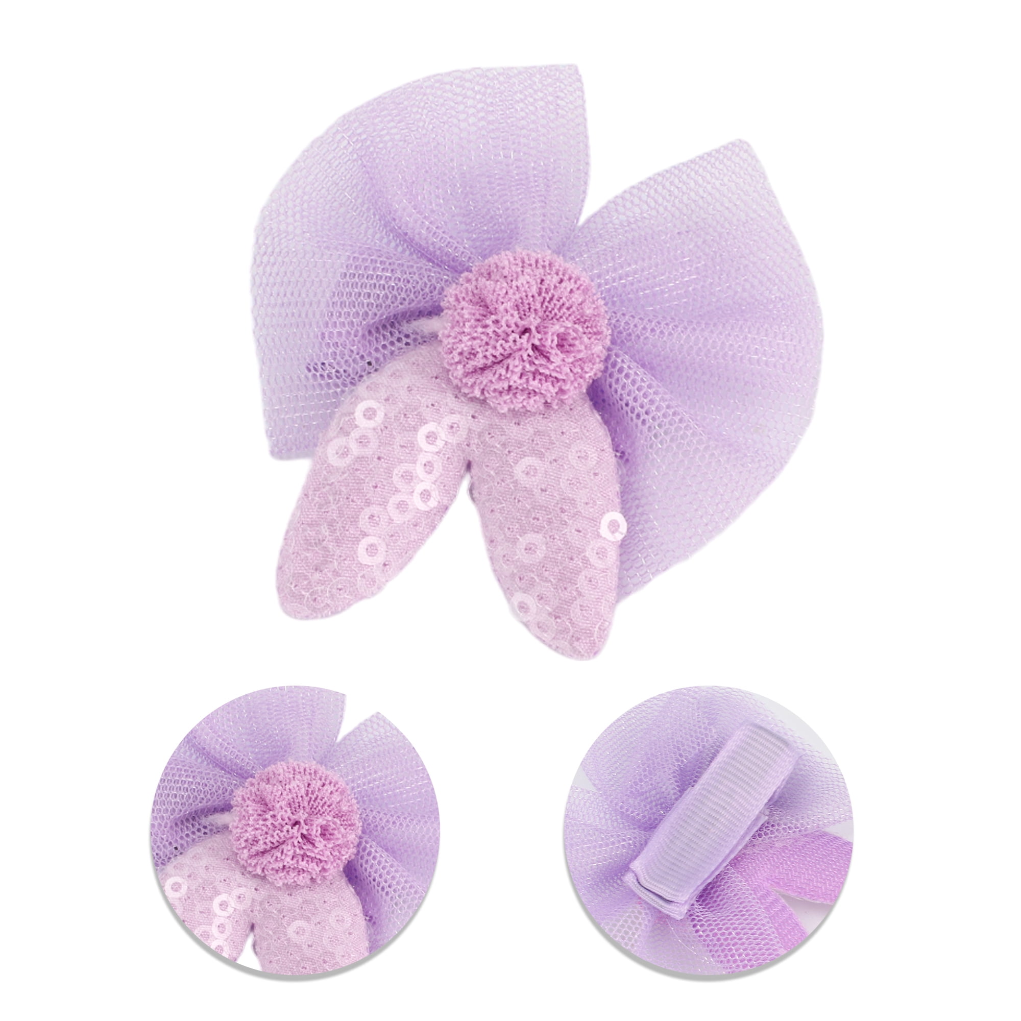 Unique Bargains 8Pcs Cute Flowers Bow Hair Clips Hairdo Clip Light Purple