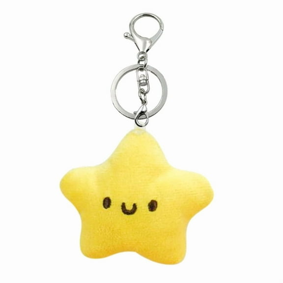 Fluffy Toy Cute Star Plush Toy Doll Keychain Backpack Purse Bag Pendant Adorable Squeak Stuffed Doll Gift for Kids Girls