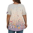 thumbnail image 4 of XADYUY Plus Size Womens Tops Cute Tunic Tops for Women Plus Size V Neck Short Sleeve Plus Top Daisy Floral Print Dressy Casual Blouses 5x Women Plus Size Clothing,L Purple Pink, 4 of 4