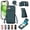 Green, variant on Minimalist Wallet Case for iPhone XR with Shoulder Strap, Back Magnetic Flip Purse,Vintage PU Leather RFID Blocking Credit Card Holder Kickstand Shockproof Phone Cover,Black