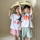 thumbnail image 3 of Conjuntos de camisetas de algodón para niños de 1 a 10 años, camiseta con patrones de frutas y pantalones cortos a cuadros, traje para niños y niñas, ropa de casa para niños, 3 of 6