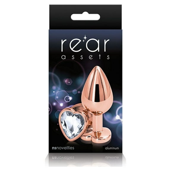 Rear Assets Rose Gold Heart Anal Plug Medium Clear