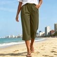 thumbnail image 5 of High Waisted Pants for Women Capris Pants Beach Pants Elastic Waist with Pocket Pants Casual Loose Solid Yoga Trousers Pants, 5 of 7