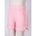 thumbnail image 4 of HULIJA Kids Girls Casual Summer High Waisted Hemming Jeans Denim Shorts with Pockets Pull on Short Pink 140, 4 of 7