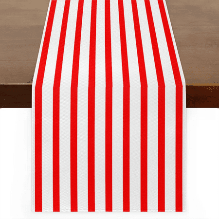 

Qzaxky Table Runner Boho Table Runner Red White Striped Bohemian Boho Outdoor Table Runner Decoration for Indoor Outdoor Home Dinner Party Wedding Decor 13 x 108 Inch