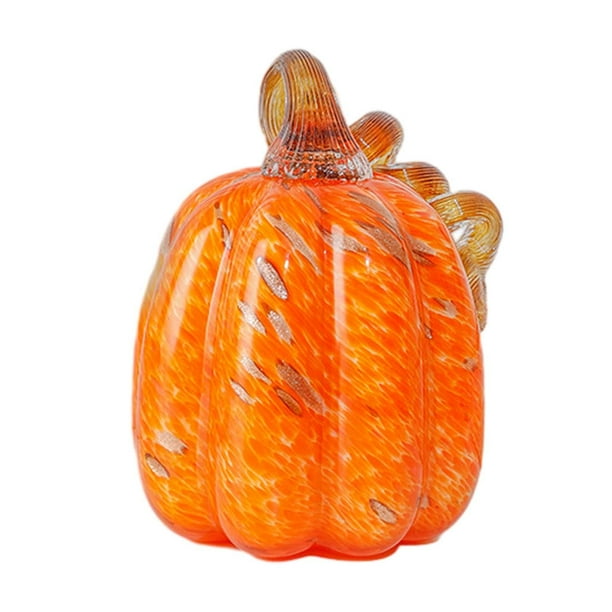 Decoración de calabaza de cristal, figuras coleccionables de mesa de calabaza artificial, adornos decorativos creativos para decoración de Halloween M