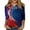 Blue(American Flag Stars), variant on Iaqnaocc 4th Of July Shirts for Women 3/4 Length Sleeve Patriotic Crew Neck T Shirt Loose Fit American Flag Stars Spring Fall Freedom T Shirts for Women Vermilion 2XL