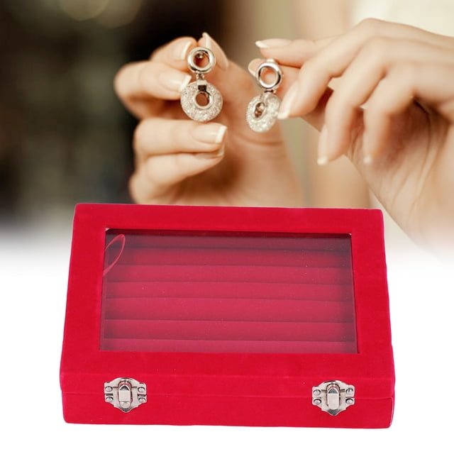 Organizador de Almacenamiento de Joyas, 7 Ranuras de Terciopelo, Vitrina de Almacenamiento para Pendientes, Pulsera, Regalo para Niñas
