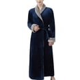 thumbnail image 6 of SDNall Mens Bathrobes Couple Style Bathrobe Contrast Panel Winter Nightgown and Belt Sizes:M-XL, 6 of 9