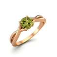 thumbnail image 2 of 0.50 Ctw Round Peridot Solitaire 925 Sterling SIlver Rose Vermeil Split Shank Valentines Day Gifts Ring, 2 of 4