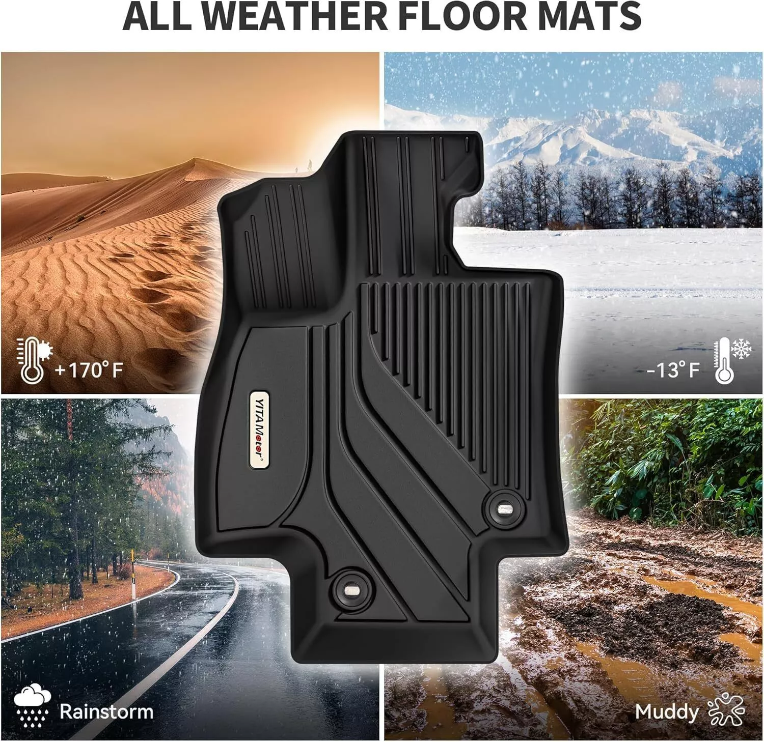 RVNI Floor Mats Set for 2024-2025 Toyota Tacoma Double Cab TPE All Weather