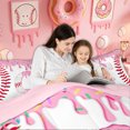 thumbnail image 4 of Meiyoeat Girly Pink Sprinkle Initial C Full Size Comforter Sets for Girls Kids, Baseball Ice Cream Bedding Sets, Pink Red, Pink Reversible, 3-Piece, 4 of 6