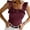 Burgundy, variant on Sleeveless Solid Color Square Neck Ruffle Tank Tops Knitted Camisole
