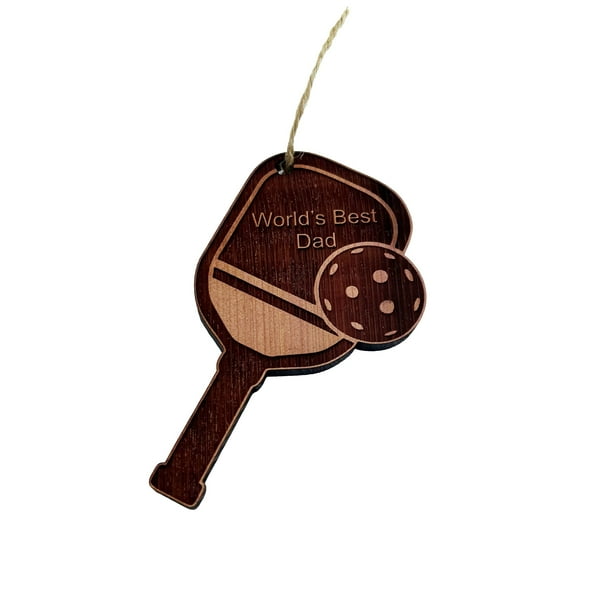 Worlds Best Dad Pickleball - Cedar Ornament Worlds Best Dad Pickleball - Cedar Ornament