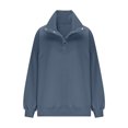 thumbnail image 3 of ZUKMRJPC Women's Quarter Button Sweatshirts Long Sleeve Solid Color Fleece Lined Pullover Casual Loose Fit Warm Lightweight Lapel Tops, 3 of 8