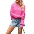 thumbnail image 2 of Women's Sweater Fall Crew Neck Batwing Sleeve Pullover Sweaters Rose Red L, 2 of 10