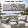 thumbnail image 2 of Patio Furniture Set on Sale, 4-Piece Outdoor Conversation Set with Thickened Cushions, Heavy-duty Iron Frame Sectional Sofa Set with Steel Coffee Table for Patio, Lawn, Garden, Balcony & Poolside, 2 of 9