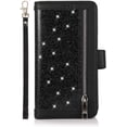 thumbnail image 6 of Wallet Case Compatible with iPhone 12 Pro Max 6.7 inch 2020,Magnetic Handbag Zipper Pocket PU Leather Flip with 9 Card Slots and Wrist Strap Folio TPU Inner Stand Case - Black, 6 of 16