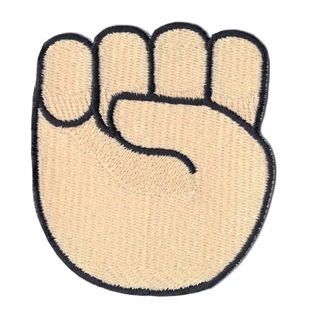 White Fist Emoji Embroidered Iron On Patch