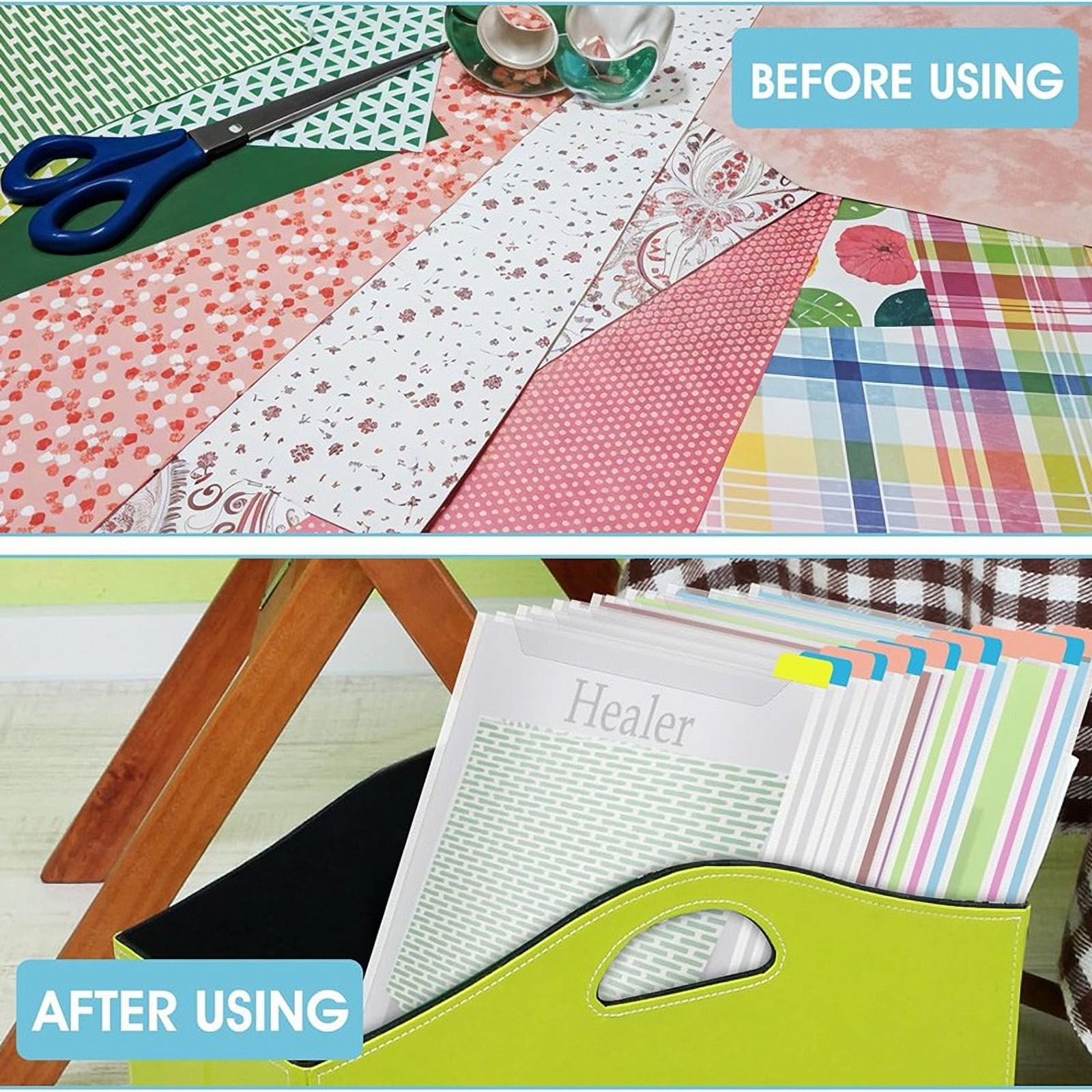 Scrapbook Paper Storage Organizer 12x12 Inch Clear Scrapbook Paper Organizer with Sticky Index Tabs Holds