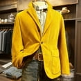 thumbnail image 3 of Men's Solid Color Corduroy Warm Pocket Casual Suit Jacket Cardigan, Yellow, L, 3 of 5
