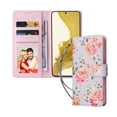 thumbnail image 3 of SaniMore for Samsung Galaxy S23 2023 Case PU Leather with Luxury Flower for Girls Women Stand Feature Card/Cash Slots Detachable Wrist Strap Magnetic Clasp All-inclusive Protective Case, Rose, 3 of 8