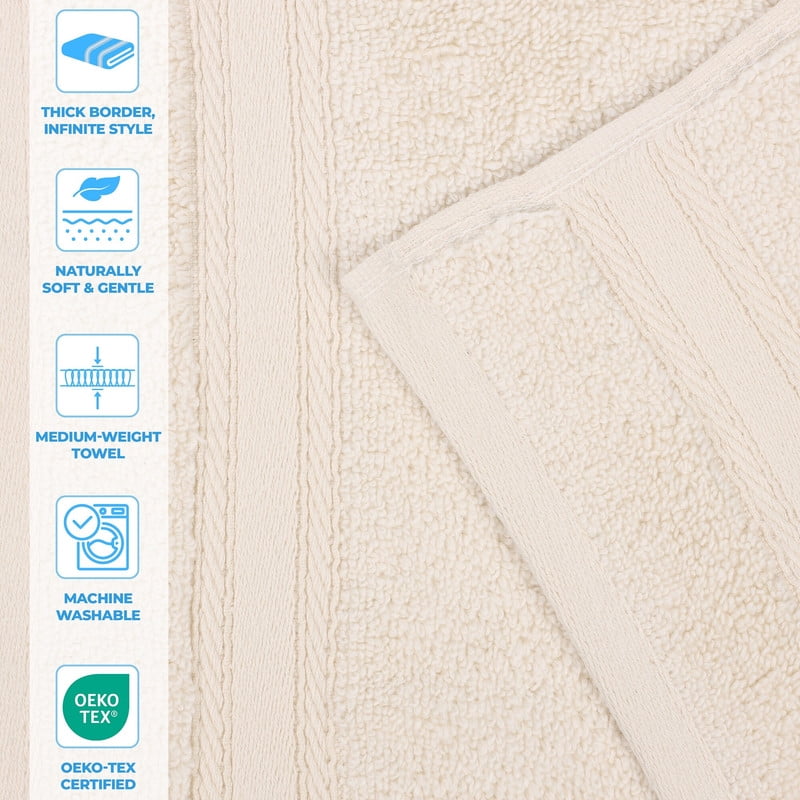 Superior Belmont 9 Piece Zero Twist Towel Set, Ultra Soft Cotton Towels, Ivory