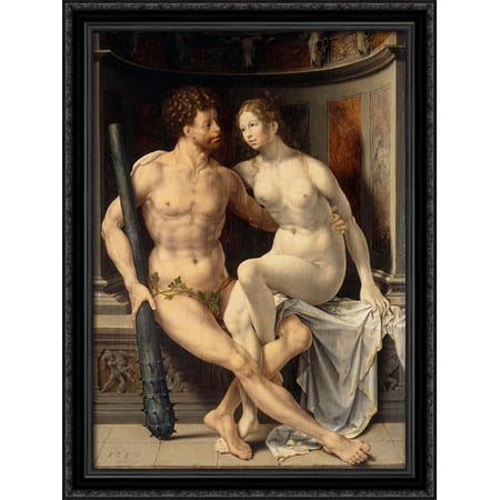 Hercules and Deianeira 28x38 Large Black Ornate Wood Framed Canvas Art by Jan Gossaert Mabuse