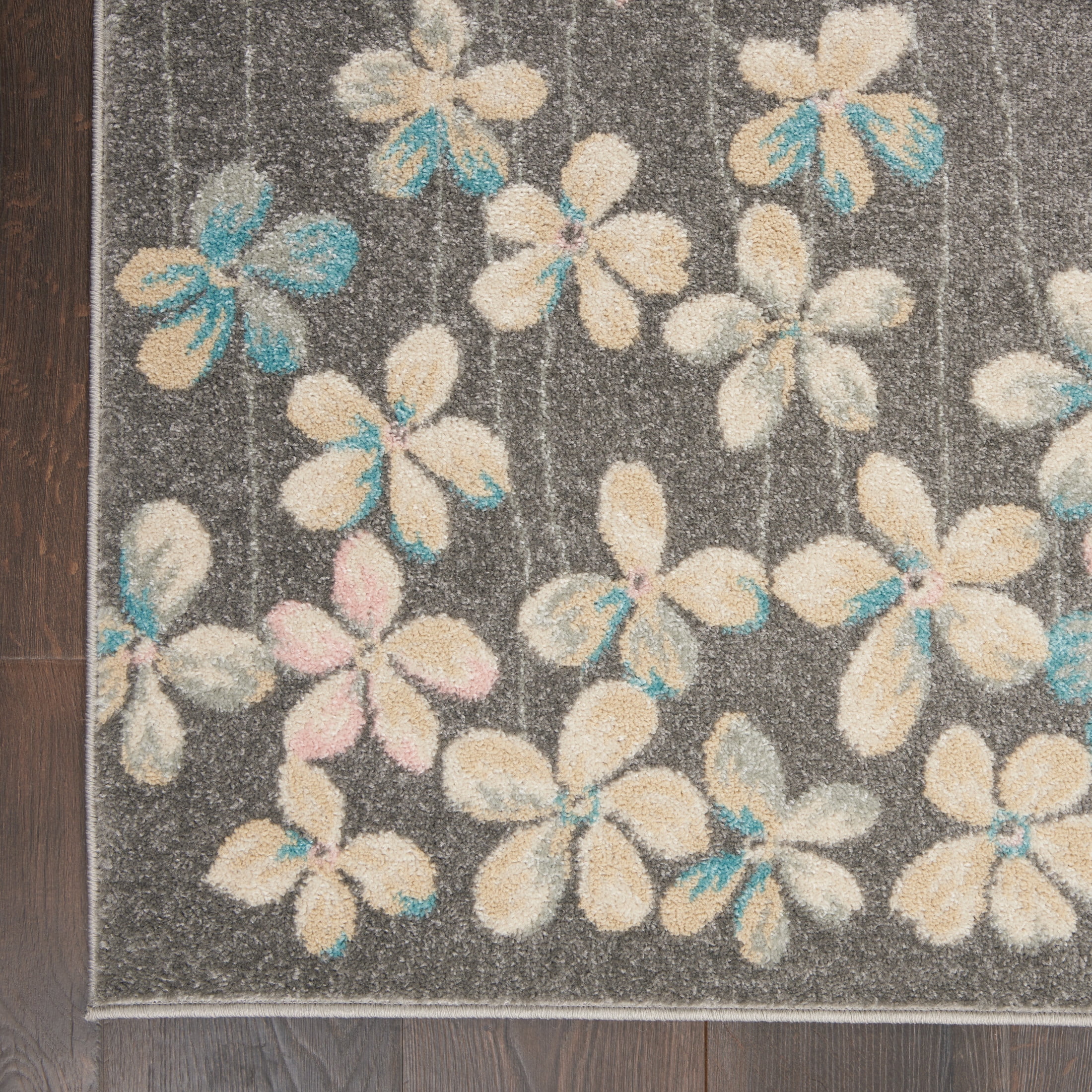 Serene Contemporary Floral Grey/Beige 4' x 6' Area Rug, (4' x 6')