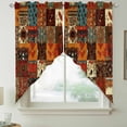 thumbnail image 5 of Vintage Boho Swag Valances for Windows 2 Pack Rust Brown Exotic Ethnic Native Geometric Swag Kitchen Curtains 45 Inches Long Rod Pocket Short Window Treatment for Kitchen Bathroom 36"x45", 5 of 9
