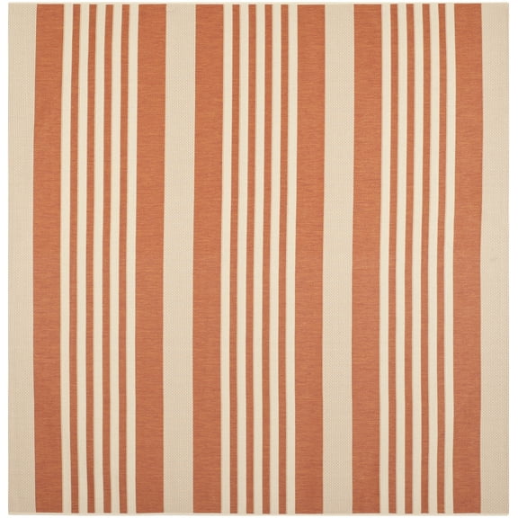 Safavieh Courtyard Caroline Striped Indoor/Outdoor Area Rug, Terracotta/Beige, 7'10" x 7'10" Square