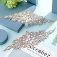 thumbnail image 4 of 2PCS Rhinestone Applique Patches (Silver 9.5x3.7 inch) Glitter AB Color Crystal Rhinestone Iron On Patches Flower Wedding Belt Applique Hotfix Rhinestone Patches, 4 of 10